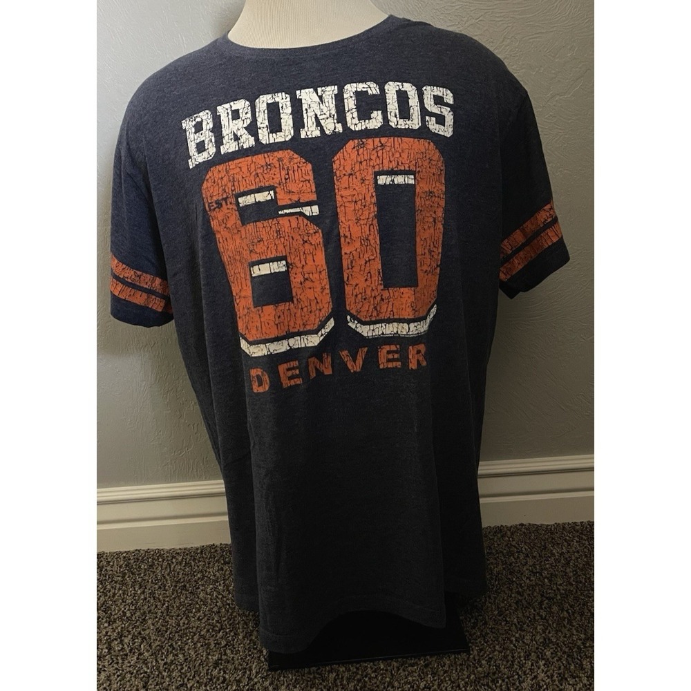 Denver Broncos T-Shirt Men's Size XXL NFL Team Apparel Navy Blue Short Sleeve